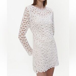 Jonathan Simkhai Mccall Cage Crochet Mini Dress, white, size 2, NWT